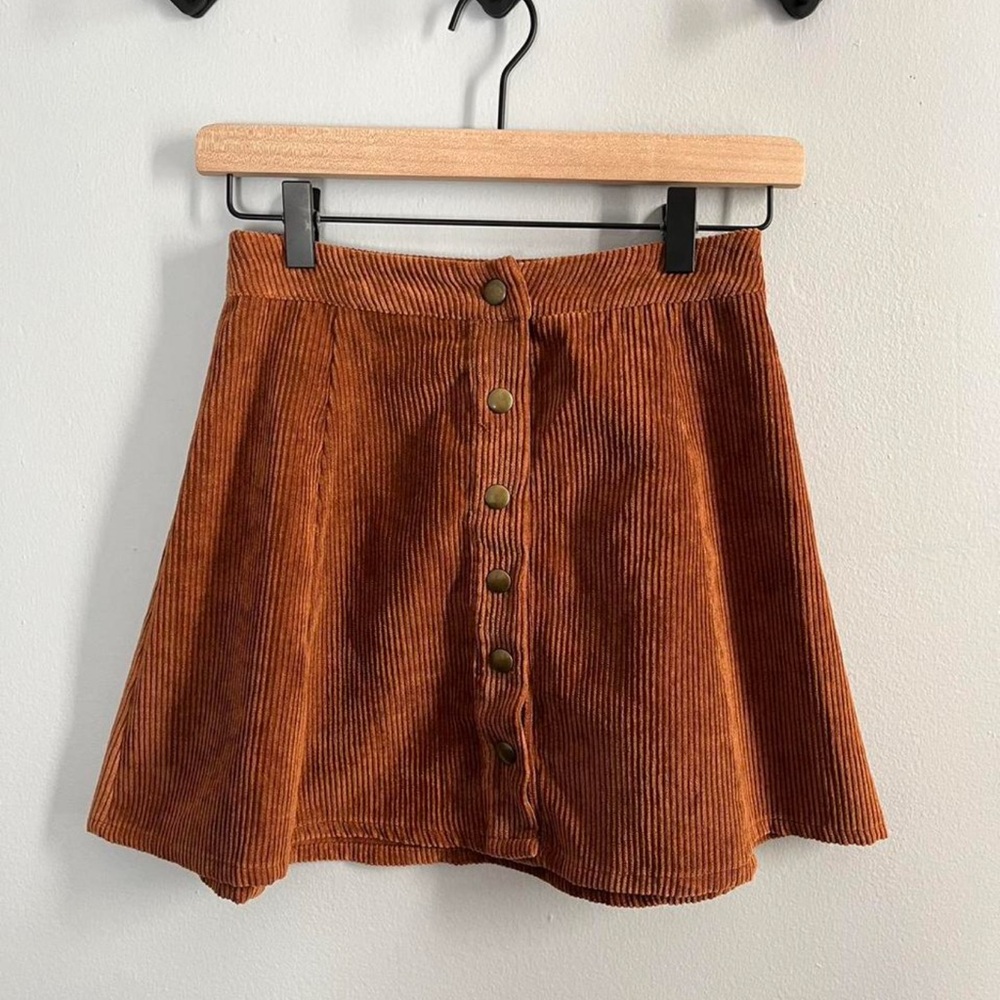 Vintage Burnt Orange Corduroy Skater Skirt